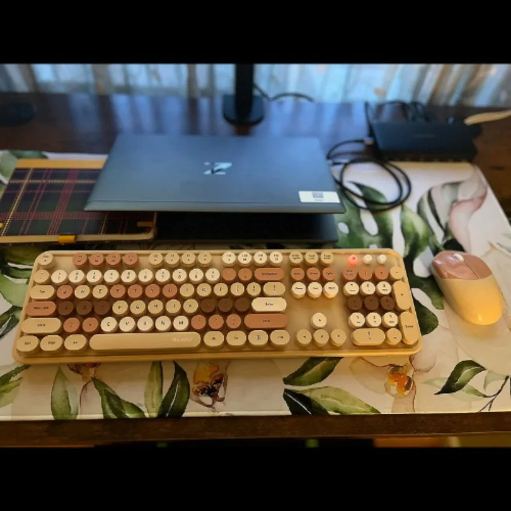 Wireless Keyboard and Mouse Combo 104 Keys Full-Sized 2.4 GHz Colorful Keyboard
